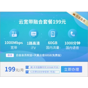 陕西省西安电信宽带融合套餐199元套餐1000M(2024年)